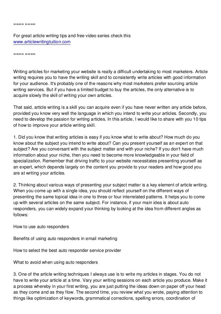 Article Writer Success